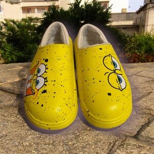 Yellow Kids Shoes with Cartoon Design